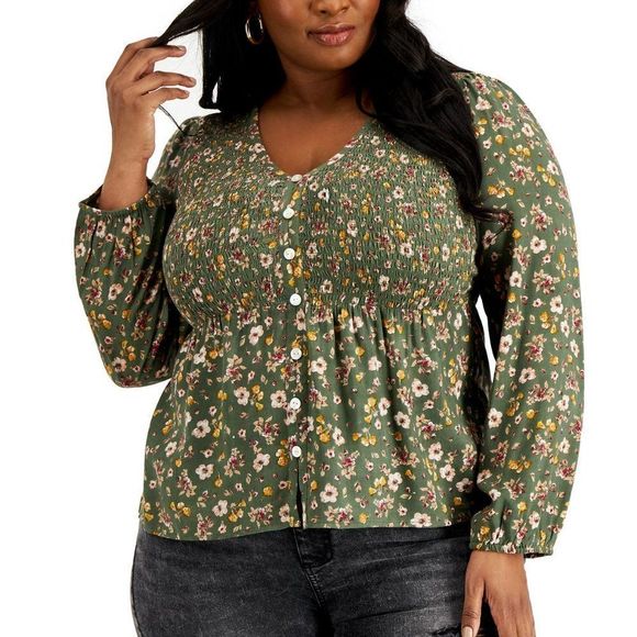 Tops - Floral Print Top / Size:  1X / New with Tags